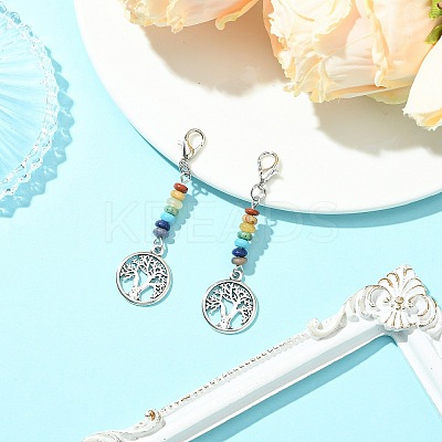 Alloy Tree of Life Pendant Decorations HJEW-JM01383-04-1