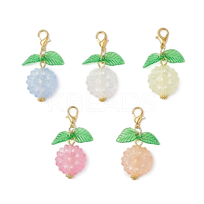 50Pcs Flower Acrylic & Glass Pendant Decorations HJEW-AL0079-1
