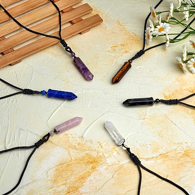 Natural Obsidian Bullet Pendant Necklace JN1043C-1