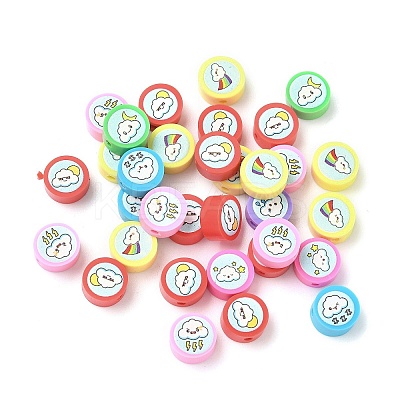 Printed Handmade Polymer Clay Beads CLAY-I016-08B-1