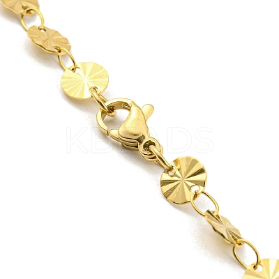 Ion Plating(IP) 304 Stainless Steel Flat Round Link Chain Necklaces NJEW-P285-07G-1