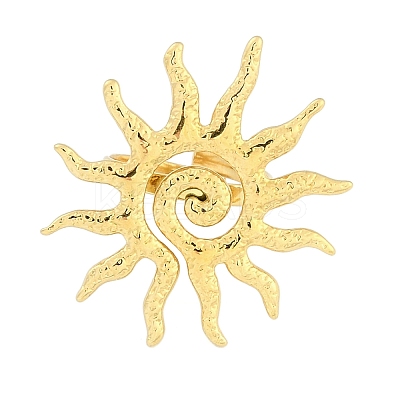 Ion Plating(IP) Textured Sun 304 Stainless Steel Adjustable Rings for Women LS-RJEW-H231-01G-1
