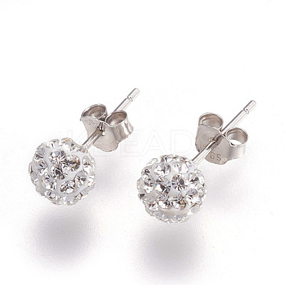 Sexy Valentines Day Gifts for Her 925 Sterling Silver Austrian Crystal Rhinestone Ball Stud Earrings Q286J011-1