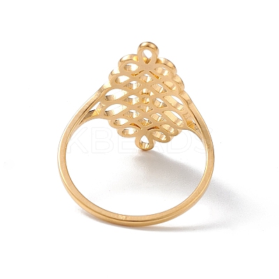 Hollow Out Chinese Knot 304 Stainless Steel Finger Ring for Women LS-RJEW-E073-09G-1