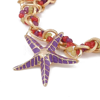 Beach Ocean Style Alloy Enamel Pendant Necklaces for Women NJEW-K384-01-1