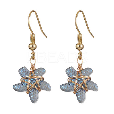 5 Pairs 5 Color Lampwork Starfish Dangle Earrings EJEW-JE05443-S-1
