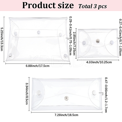 3Pcs 3 Styles Portable Transparent PVC Makeup Brush Bag AJEW-GF0010-87-1