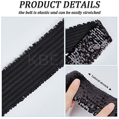 Sparkle Sequins Wide Elastic Dress Belts AJEW-WH20128-026P-01-1