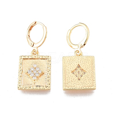 Clear Cubic Zirconia Rectangle Dangle Leverback Earrings EJEW-N012-98-1