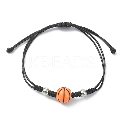 Acrylic Sports Ball Braided Bead Bracelets BJEW-TA00331-1