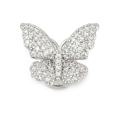 Brass Micro Pave Clear Cubic Zirconia Magnetic Clasps KK-C066-13P-1