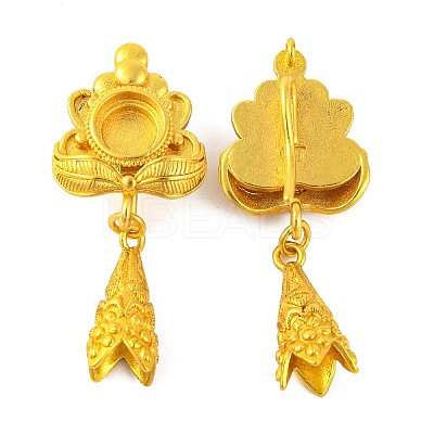 Flower Brass Earring Hooks with Round Tray KK-G502-22G-1