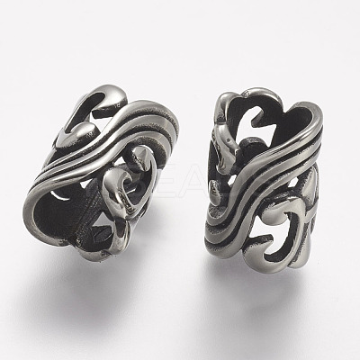 304 Stainless Steel Hollow Beads STAS-P144-01AS-1