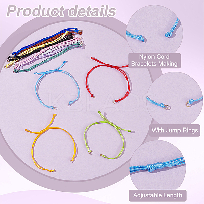 36Pcs 12 Colors Nylon Cord Bracelets Making AJEW-UN00028-1