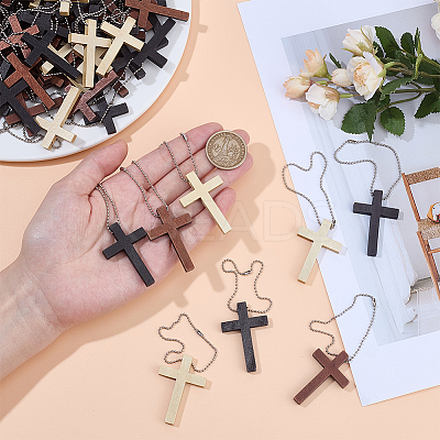 102Pcs Cross Wood Pendant Decorations DIY-GO0002-52-1