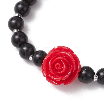 Halloween Theme Baking Paint Glass Round Beads Stretch Bracelets for Women BJEW-MZ00186-01-1