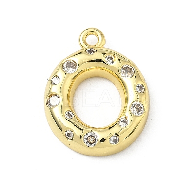 Brass Micro Pave Clear Cubic Zirconia Pendants KK-I476-02G-O-1