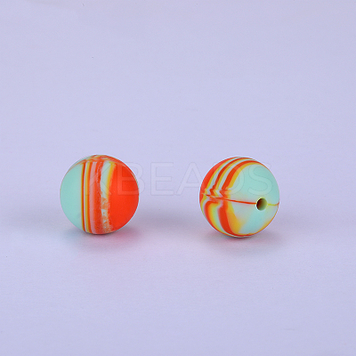 Printed Round Silicone Focal Beads SI-JX0056A-67-1