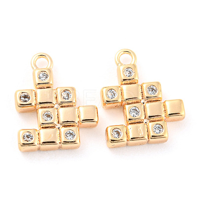 Brass Micro Pave Cubic Zirconia Charms KK-E090-36G-1