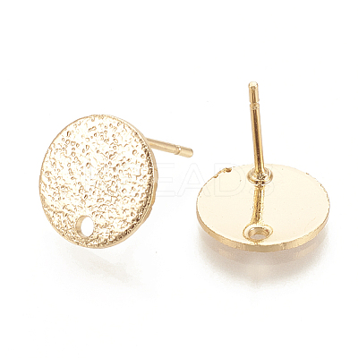 Hammered Brass Stud Earring Findings X-KK-S345-202G-1
