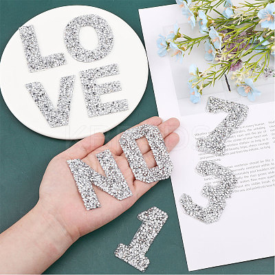 4 Sets 2 Styles Number 0~9 & Alphabet Hotfix Rhinestone PATC-GL0004-13-1
