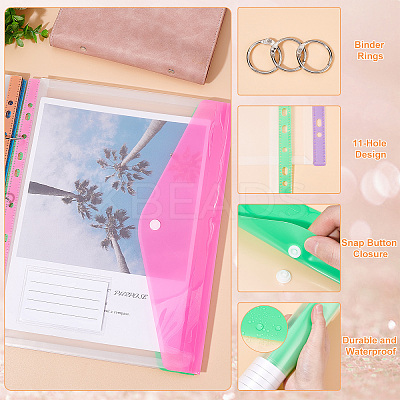 18Pcs 6 Colors PP Plastic A4 Binder Envelope Pockets AJEW-CP0005-10-1