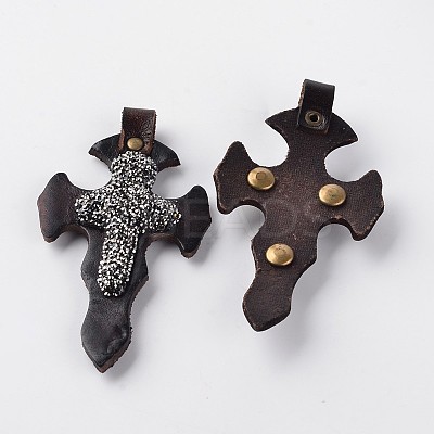 Cross Polymer Clay Rhinestone Big Pendants RB-K042-01-1