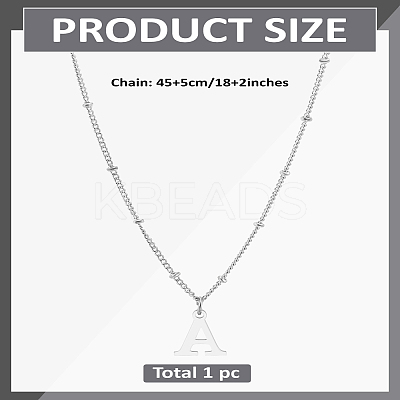 1Pc Brass Chain & 304 Stainless Steel Letter Pendant Necklaces NJEW-LP0001-35A-P-1