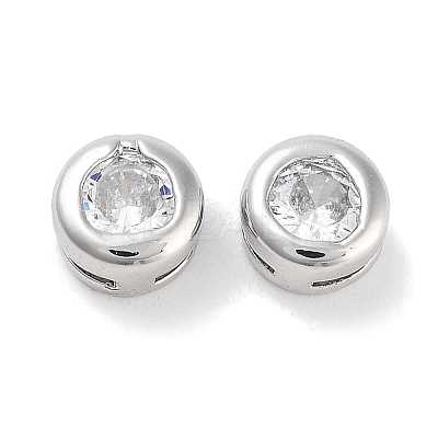 Brass with Single Cubic Zirconia Slide Charms KK-C051-27P-01-1