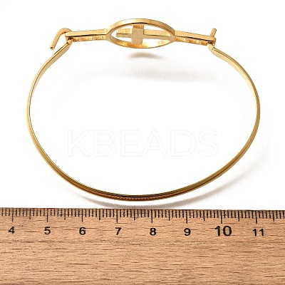 201 Stainless Steel Flat Round Link Bangles for Women LS-BJEW-R014-01G-03-1