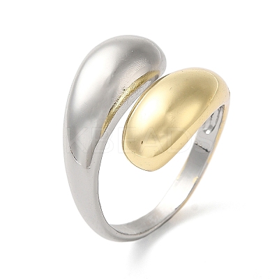 Brass Teardrop Open Cuff Rings for Women RJEW-B062-10GP-1