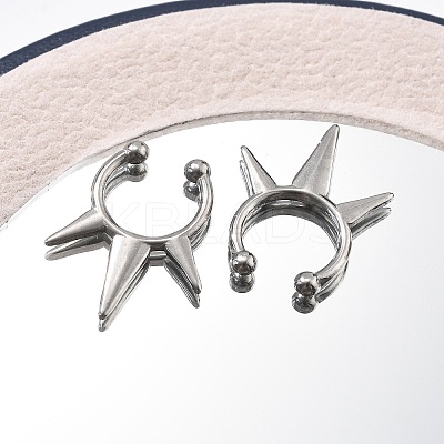 304 Stainless Steel 3 Spike Clip on Nose Rings AJEW-A062-05P-02-1