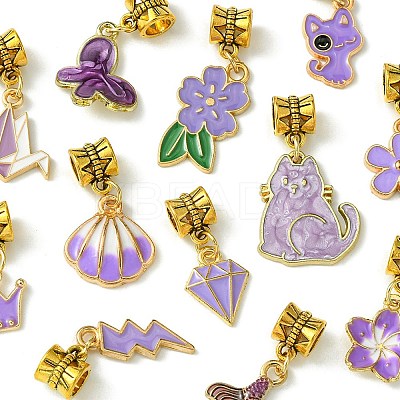 Purple Color Theme Alloy Enamel Pendants PALLOY-FS00010-1