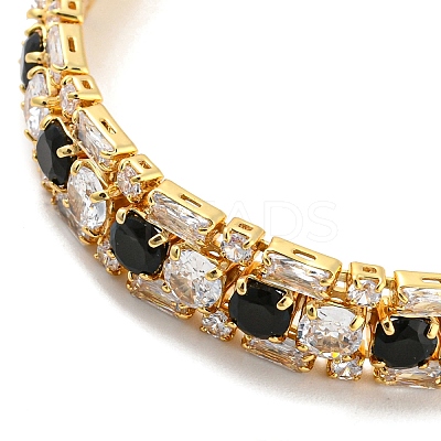 Rack Plating Brass Micro Pave Cubic Zirconia Link Chain Bracelets BJEW-Q771-04G-1