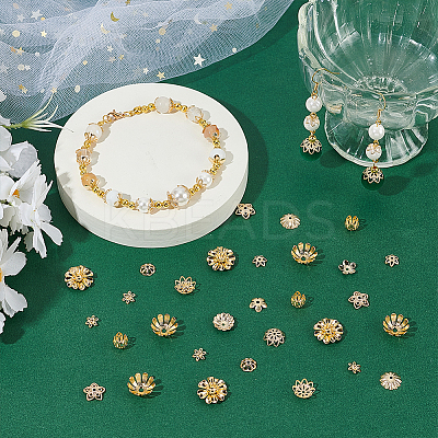 100Pcs 10 Styles Brass Bead Caps Sets KK-ME0001-92-1