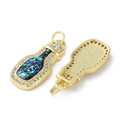 Brass Micro Pave Clear Cubic Zirconia Pendants KK-C045-22G-1