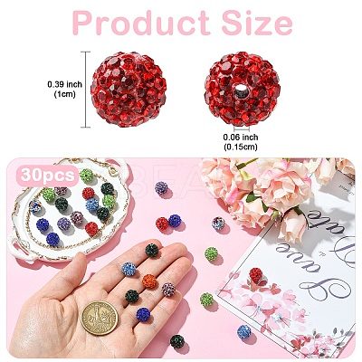 30Pcs Pave Disco Ball Beads RB-YW0001-14J-1