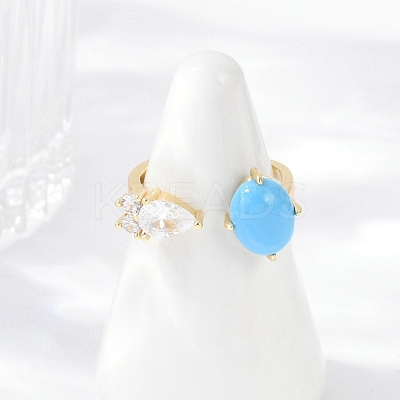 Oval Synthetic Turquoise Rings KK-P299-11G-1