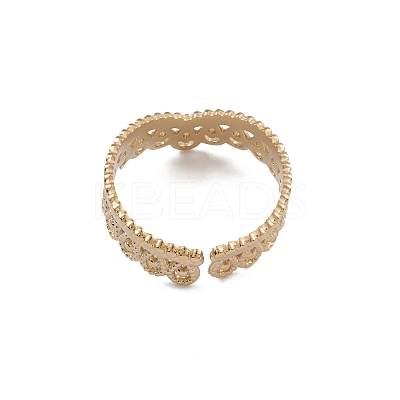Ion Plating(IP) 304 Stainless Steel Crown Open Cuff Ring for Women RJEW-G285-04G-1