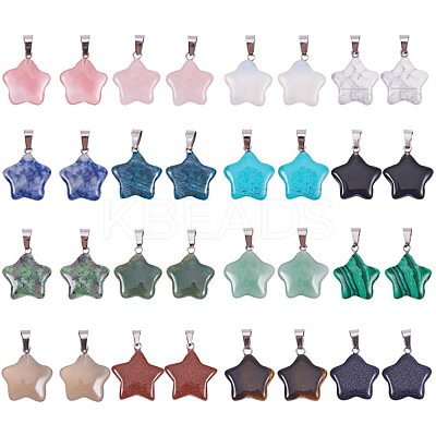 Natural & Synthetic Mixed Stone Pendants G-PH0034-36P-1
