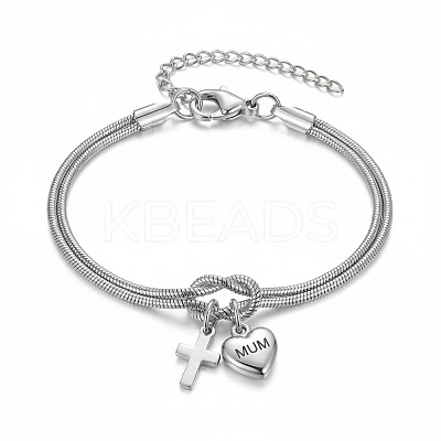 Mother's Day 304 Stainless Steel Snake Chain Double-layered Bracelets WG6C8B3-02-1