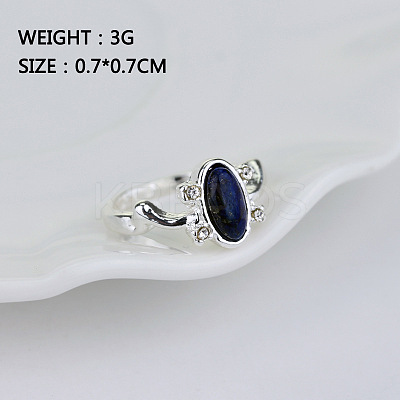 Alloy with Natural Lapis Lazuli Finger Rings FS-WGF3EDB-03-1
