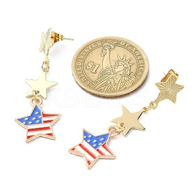 Independence Day Alloy Enamel Star Stud Earrings EJEW-TA00316-1