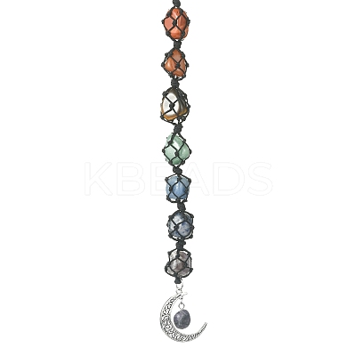 7 Chakra Gemstone Pouch Pendant Decorations HJEW-JM01239-1