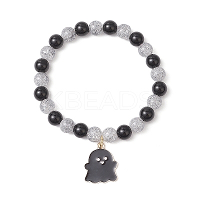 2Pcs Halloween Alloy Enamel Charm Bracelets BJEW-JB12106-1