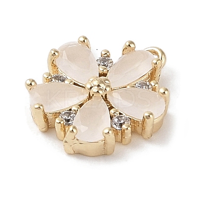 Brass Micro Pave Cubic Zirconia Charms KK-G491-26G-05-1