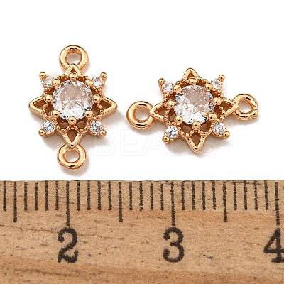 Brass Cubic Zirconia Star Connector Charms KK-U037-32G-1