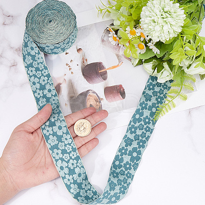 Flower Polyester Ribbons SRIB-WH20020-053B-01-1