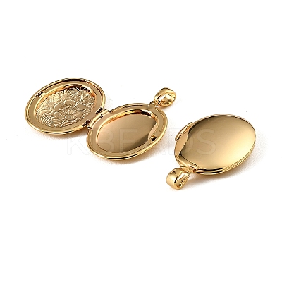 Floral Embossed Brass Locket Pendants KK-CBA7157-01G-1