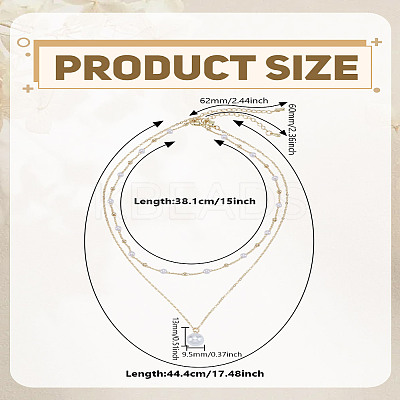 2Pcs Brass & ABS Imitation Pearl Necklaces for Women NJEW-LP0002-80-1